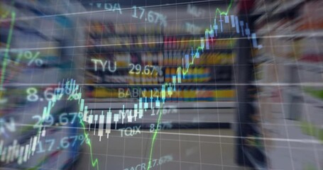 Poster - Animation of financial data processing over shopping trolley
