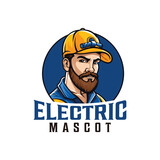 Fototapeta Młodzieżowe - Electrician Worker Mascot Logo Design