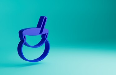 Sticker - Blue Witch cauldron icon isolated on blue background. Happy Halloween party. Minimalism concept. 3D render illustration