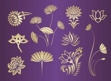 Lotus Motifs , Floral Pattern, Textile Design, Rajasthan, Royal India	