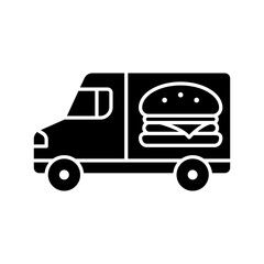 Wall Mural - Food delivery icon vector. Takeaway food illustration sign. fast food symbol. Restaurant on wheels logo.