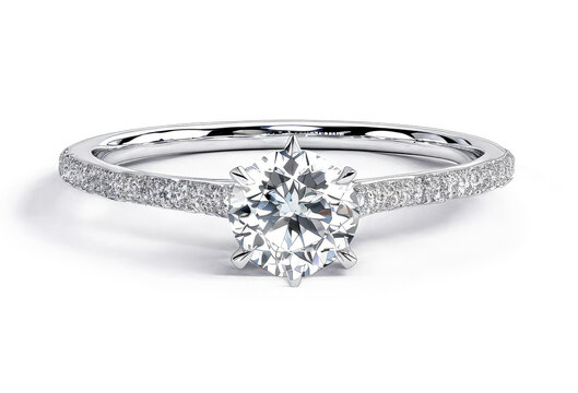 diamond solitaire engagement wedding ring isolated on white. diamond engagement wedding ring on isol