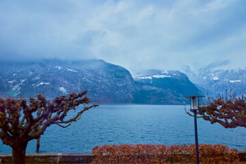 Canvas Print - Winter in Swiss Alps, Vierwaldstattersee  (Lake Lucerne), Switzerland