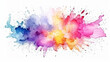 © Татьяна Креминская - Bright watercolor rainbow stain drips. Abstract illustration on a white background. Banner for text, grunge element for decoration Generative AI
