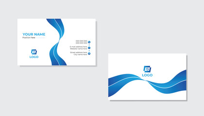 Abstract blue business card template design .