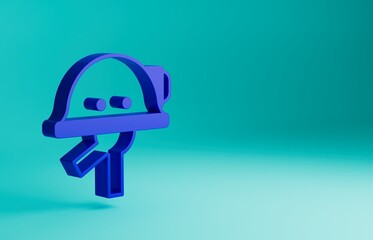 Sticker - Blue Miner helmet icon isolated on blue background. Minimalism concept. 3D render illustration