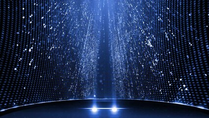 Wall Mural - Stage Blue Awards with sliding spotlights, Particle Background Loop