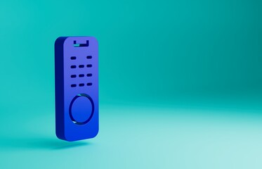 Poster - Blue Remote control icon isolated on blue background. Minimalism concept. 3D render illustration