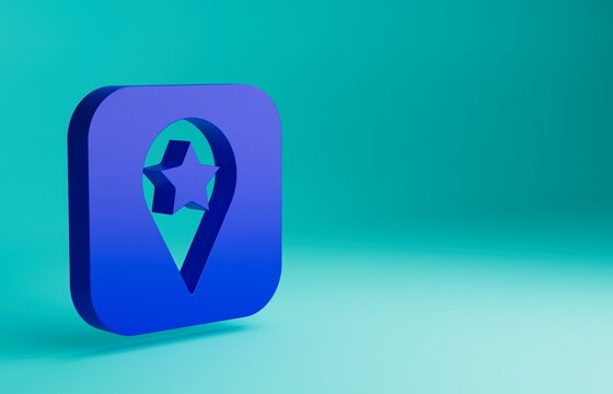 Blue Location for camping or tours and travels icon isolated on blue background. Minimalism concept. 3D render illustration