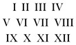 Set of roman numerals isolated on white background. Numbers from one to twelve.