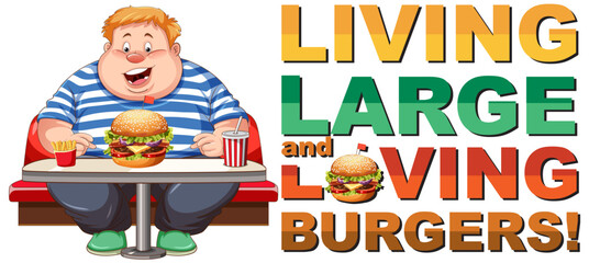 Wall Mural - Living large and loving burgers icon cartoon