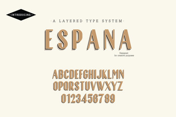 Wall Mural - Espana typeface. For labels and different type designs