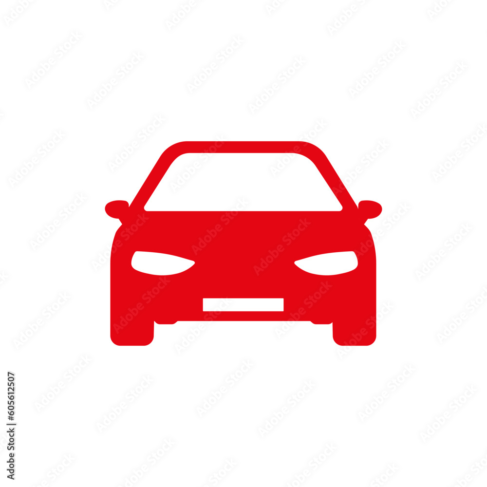 Red car isolated on white background. Front view. Vector illustration ...