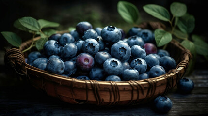 Wall Mural - Blueberries in a basket