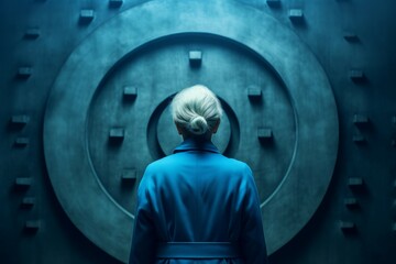 Poster - Modern old woman underground bunker. Generate Ai