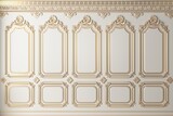 Classic wall of white and gold wood panels