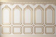 Classic Wall Of White And Gold Wood Panels