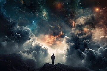 Wall Mural - majestic nebula with swirls of purple and pink, against a starry night sky, created with generative 