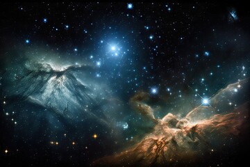 Wall Mural - stellar nursery, with stars forming and clouds of dust and gas, created with generative ai