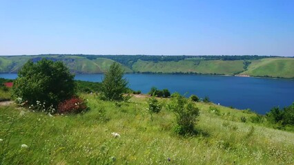 Sticker - Dniester River from the meadow of Podilski Tovtry National Park, Ukraine