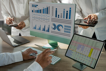 Poster - business work hard Data Analytics Statistics Chart Information Business technology report analysis Financial digital strategy growth