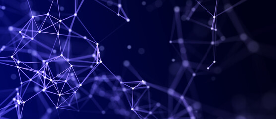Fototapete - Digital plexus of glowing lines and dots. Abstract background. 3D rendering. Network or connection. 3d rendering.