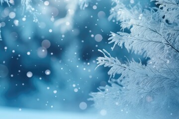 Beautiful blue winter christmas nature background. Ai generative.