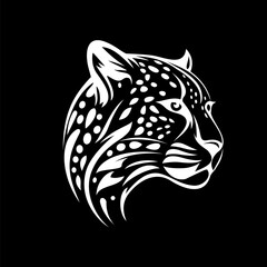  A stylized dark black leopard head design inspired by traditional tattoo art