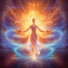 Canvas Print - tantra deity of spiritual awakening astral energy flow - by generative ai