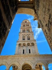 Poster - Low angle of The Cathedral of Saint Domnius against the bright sky in Split, Croatia