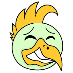 Sticker - Vector of green chicken head with smirking face