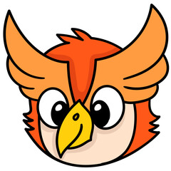 Canvas Print - Vector of orange owl head with smile in white background