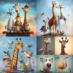 Canvas Print - set of animals