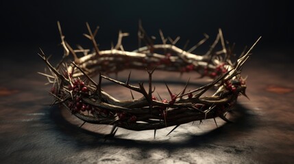 Crown thorns as symbol of passion, death and resurrection of Jesus Christ, ai generative