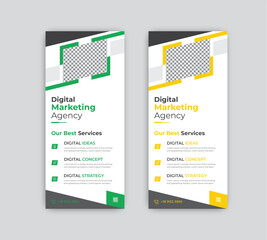 Wall Mural - Vector digital marketing modern rack card and dl flyer or roll up banner.	