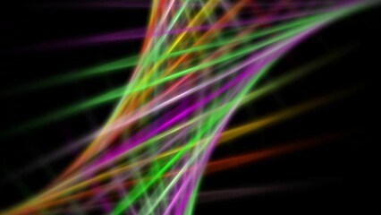 Poster - 3D abstract of colorful glow lines includes on black background