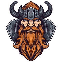 Wall Mural - Viking warrior with horned helmet and beard