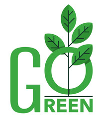 Canvas Print - Go green slogan in creative geometric decoration