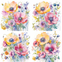 Wall Mural - set of flowers