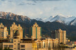 Panoramic view of Almaty with Tian Shan mountains, Kazakhstan