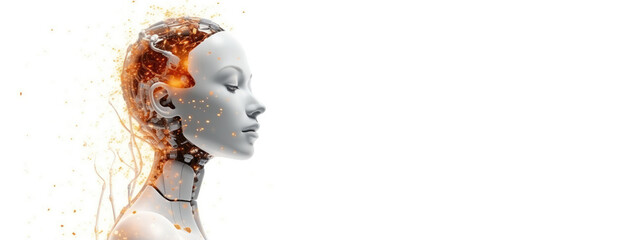 Female Artificial Intelligence robot face. Generative AI