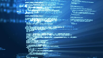 Poster - Animation of looping computer language against black background