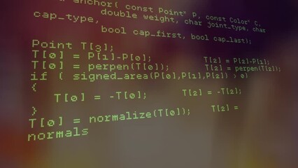 Poster - Animation of looping computer language against abstract background