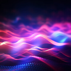 Wall Mural - abstract futuristic background with purple and blue glowing neon moving high speed wave lines and bokeh lights data transfer concept 