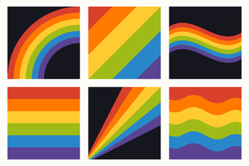 Set of pride flag colored abstract backgrounds. 