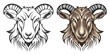 Goat face vector illustration set 