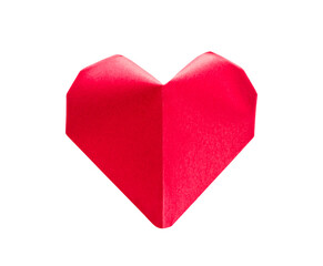 Wall Mural - red paper heart origami isolated on a white background
