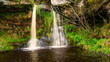 Waterfall in Sills Burn at Upper Coquetdale, a tributary of the River Rede located within the Otterburn Ranges in Northumberland and the Cheviot Hills