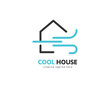 Cool house logo with air wind illustration. Fresh air circulation concept