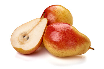 Ripe forelle, santa maria pears, isolated on white background.